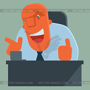 Happy boss pointing and giving thumbs up - vector clipart