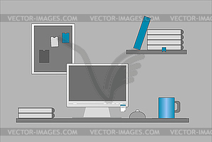 Flat design modern office interior - vector clip art