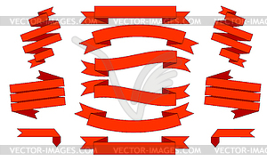 Big Red Ribbons Set, , - vector image