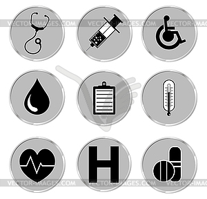 Медицинский набор кнопку. Illustrator EPS - векторное изображение