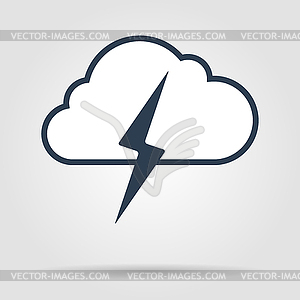 Lightning bolt weather flat line icon infographic - vector clip art