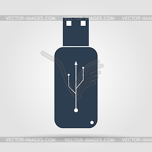 Usb icon - on grey flat button - vector image