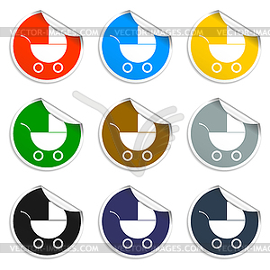 Set of blank stickers. Pram icon.  - stock vector clipart