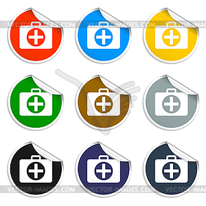 Set of blank stickers. ambulanse icon.  - vector image