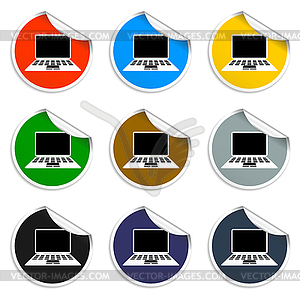 Laptop Icon . Set of blank stickers - vector image