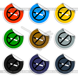 No smoking sign. Set of blank stickers - vector image