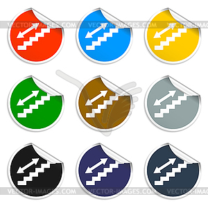 Staircase symbol. Set of blank stickers - vector image