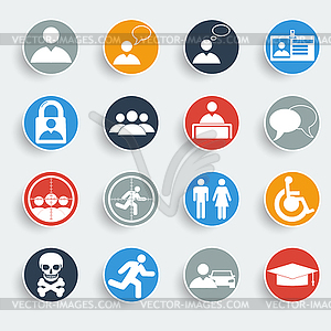 Users icons on gray buttons - vector clipart