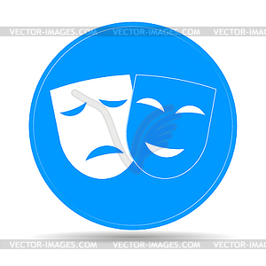 Theater icon with happy and sad masks - vector image