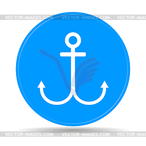 Anchor symbol on blue background - vector image