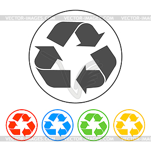 Recycle sign in white color - - vector image