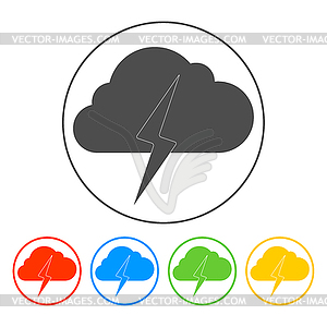 Lightning bolt weather flat line icon infographic - vector EPS clipart
