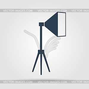 Studio light icon, , white on blue background - vector clip art