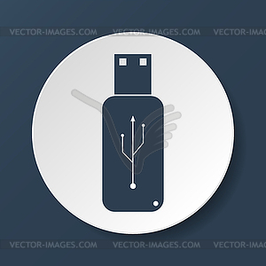 Usb icon - flat button - vector image