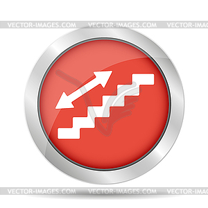 Staircase symbol on red background - vector clipart