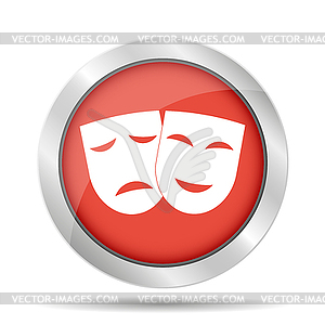 Значок театр со счастливыми и печальными масок - векторизованное изображение клипарта