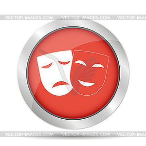 Значок театр со счастливыми и печальными масок - рисунок в векторном формате