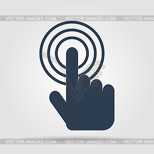 Sign emblem . Hand with touching button or - stock vector clipart