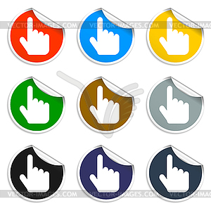 Sign emblem . Hand with touching button or - royalty-free vector image