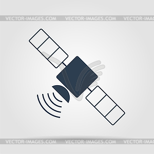 Satellite icon with long shadow - vector image