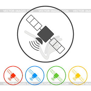 Satellite icon with long shadow - vector clipart