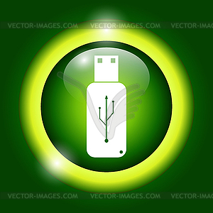 Usb icon - flat button - stock vector clipart