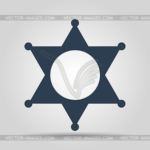 Sheriff star. Flat web icon or sign on grey - vector image