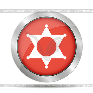 Sheriff star. Flat web icon or sign on red - vector clipart / vector image