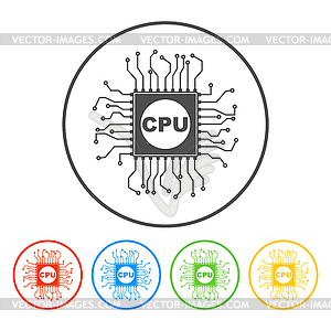 Circuit board icon. Technology scheme square symbol - vector clip art