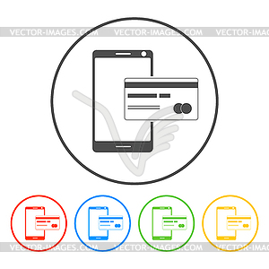 Credit Card and modern mobile phone icon - vector clip art