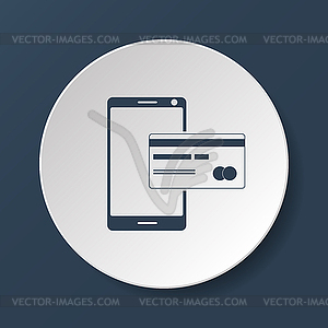 Credit Card and modern mobile phone icon - color vector clipart