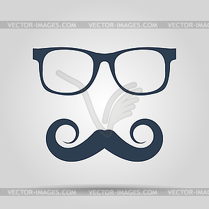Усы и очки значок - векторное изображение клипарта
