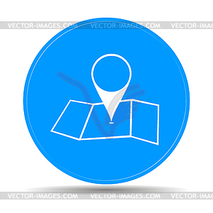 Map with pointer icon, . Flat design style - vector image