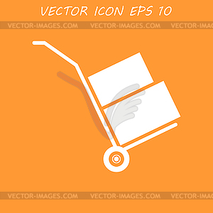 Wheelbarrow for transportation of cargo, web icon - vector image