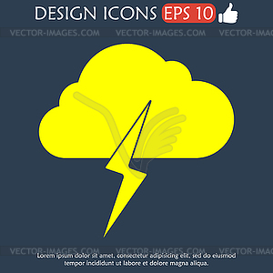 Lightning bolt weather flat line icon infographic - vector clipart