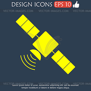 Satellite icon with long shadow - vector EPS clipart