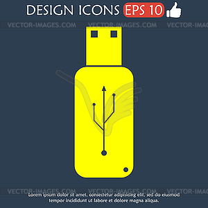 Usb icon - flat button - vector image