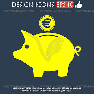 Piggy bank icon - stock vector clipart