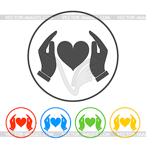 Икона - руки держат сердце - векторное изображение EPS