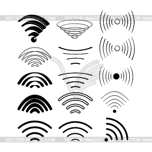 Wireless technology, black web icons set - vector clip art