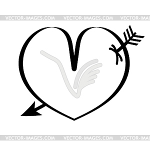 Сердце, пронзенное стрелой - клипарт в векторном виде