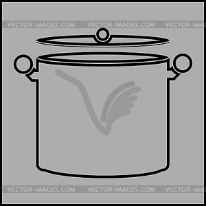 Cooking pan icon - white & black vector clipart