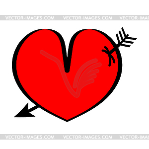 Сердце, пронзенное стрелой - векторный рисунок