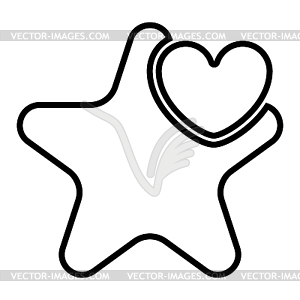 Star and heart logo template. Abstract design symbol - vector image