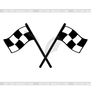 Two crossed checkered flags. Black and white design - vector image