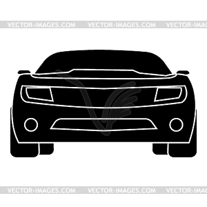 Car icon - black with reflection - vector clip art