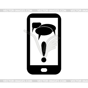 Mobile chatting icon.Mobile Phone Representing Web - white & black vector clipart