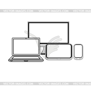 Электронные устройства иконки С пустой белый экран. - изображение в векторе / векторный клипарт