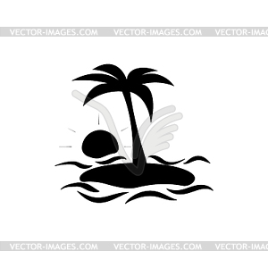 Пальма пальма море Вс закат - рисунок в векторе