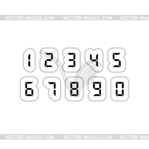 Calculator digital numbers with shadow - vector clip art